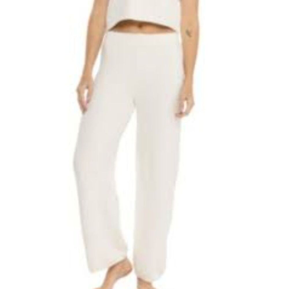 Cupcakes and Cashmere Super Soft Teddy Yarn Wide-Leg Cream Color Pants Size M